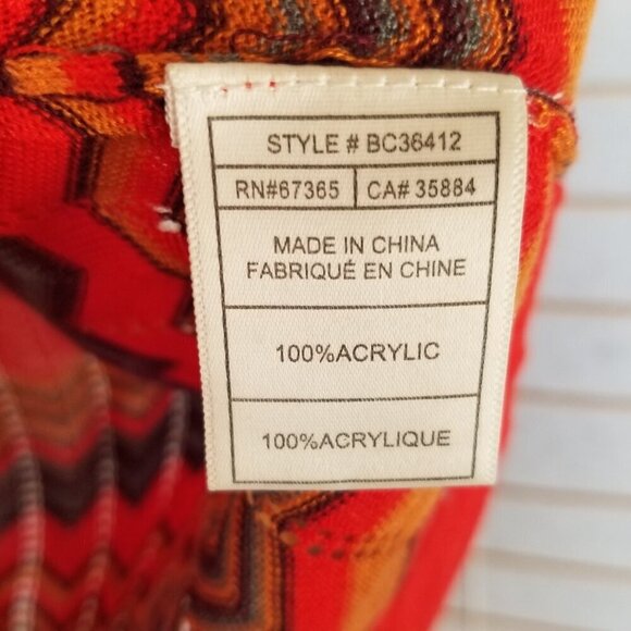 BB Dakota Chevron Stripe V-Neck Sweater Size Medium Colorful Long Sleeves Orange - Picture 5 of 9